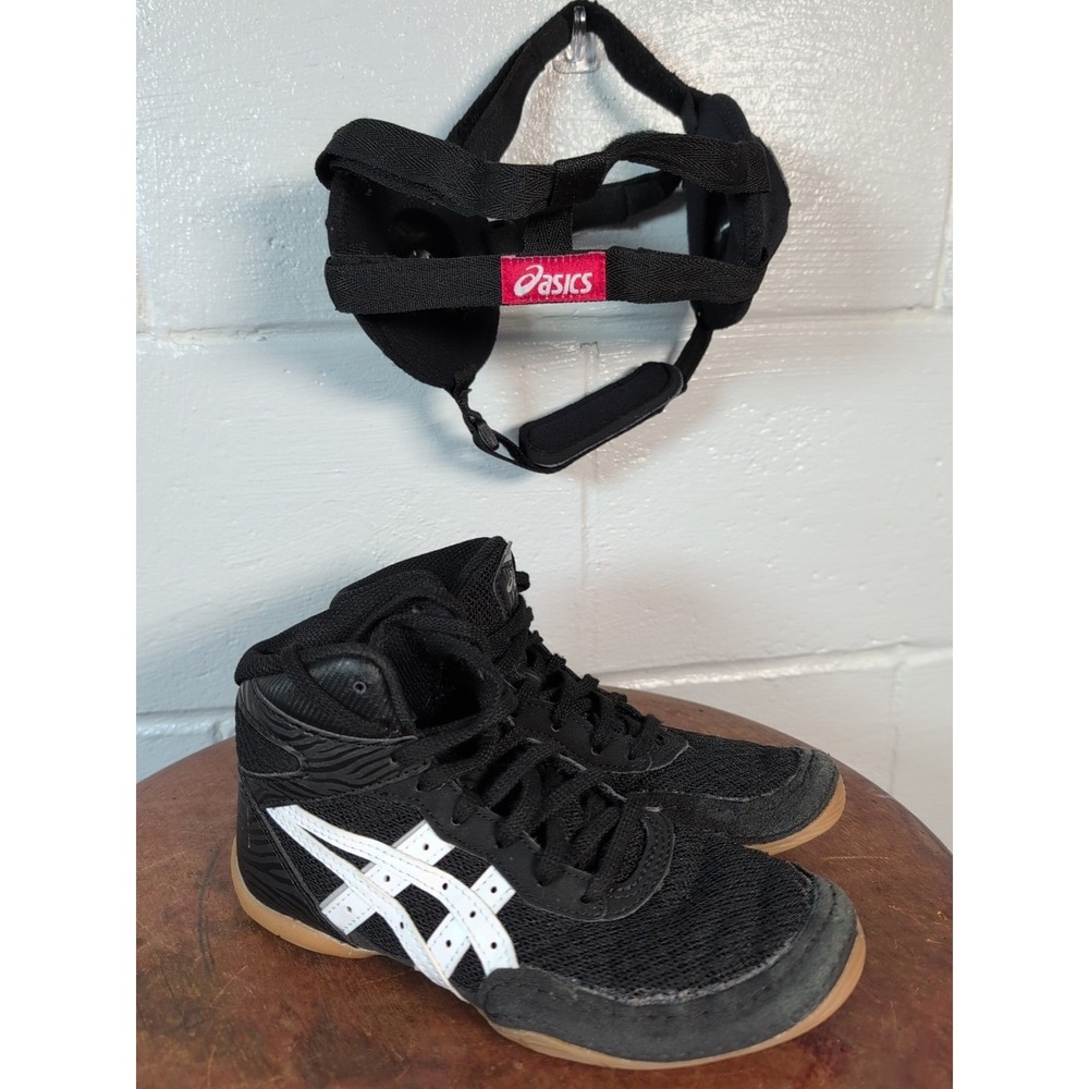 Asics Matflex Kids Wrestling‎ Shoes Size 1 With Head gear